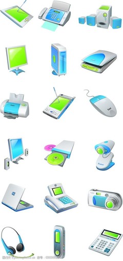 微缩世界中的科技基石 电子产品小图标与电子元器件